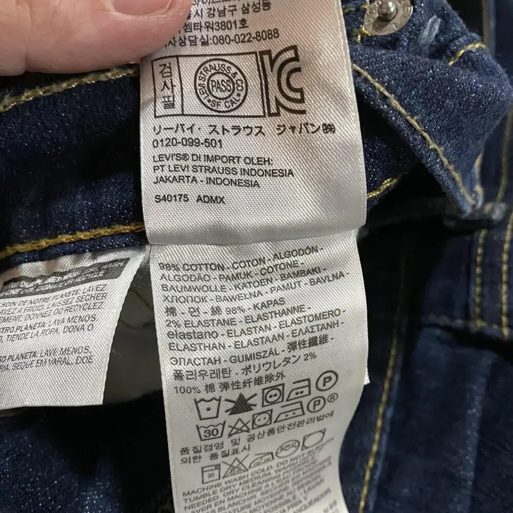 Levis 513 Jeans Mens 36x30 Blue Slim Straight Leg Stretch Denim Dark Wash - Picture 6 of 10